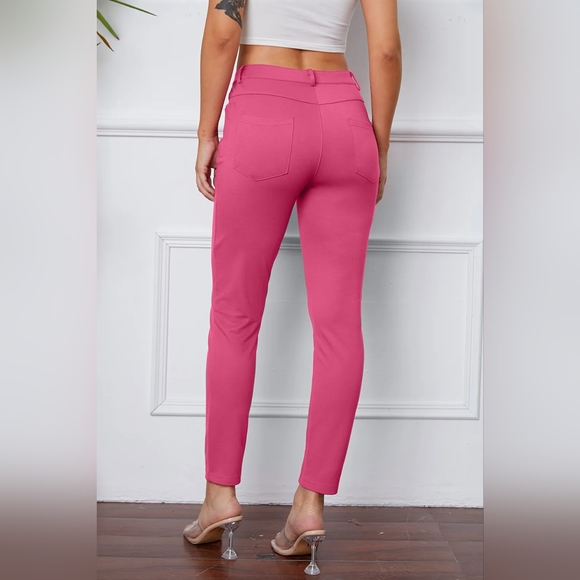 Basic Bae Designer Pink Slimming Pocketed Stretchy Stitch Button Pants - Picture 5 of 5